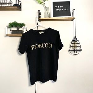 Fiorucci - Black Tshirt with Gold Writing